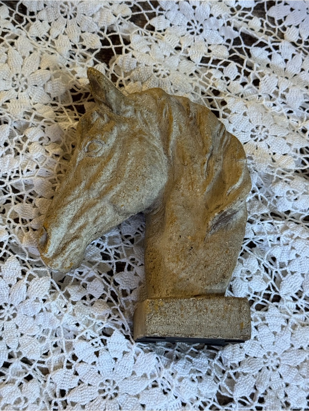 Vintage Horse Head Bust Sculpture Rustic Equestrian Decor Western Farmhouse